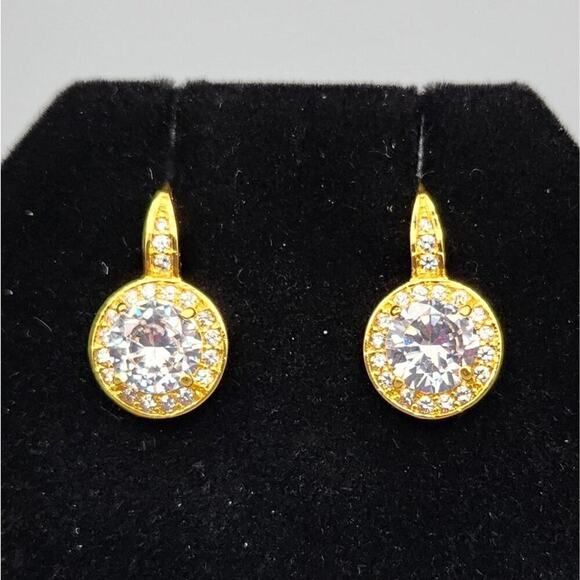 Gold Dangle Earrings for Women | Made with Swarovski Crystal | Elegant Jewelry - Picture 1 of 16